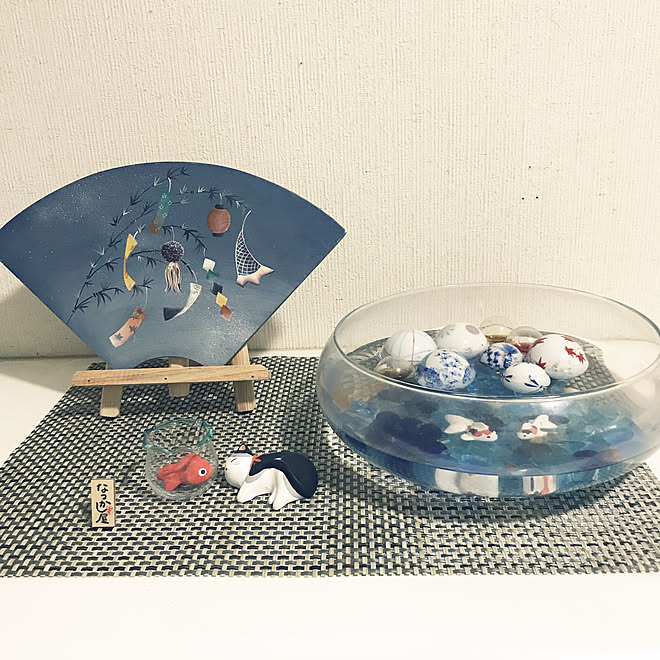 和風の猫雑貨/七夕/夏のディスプレイ/いつもいいね♡コメありがとうございます♡/トールペイント手描き&hellip;などのインテリア実例 2019