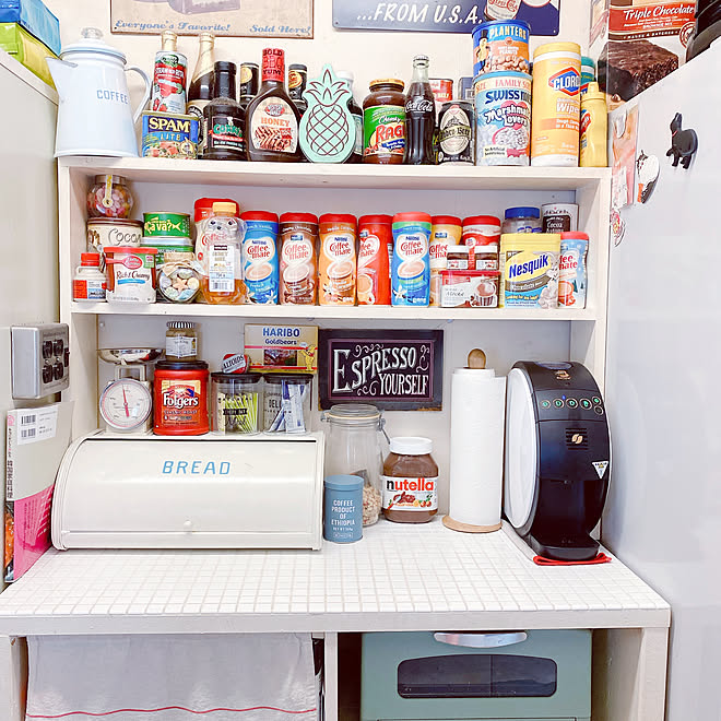 キッチン収納 アメリカン Diy パッケージが大好き キッチンのインテリア実例 05 31 12 14 42 Roomclip ルームクリップ