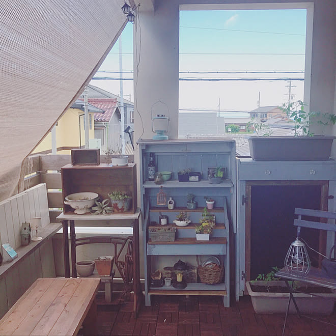 Diy Ikea ベランダガーデン 棚のインテリア実例 08 12 22 41 59 Roomclip ルームクリップ