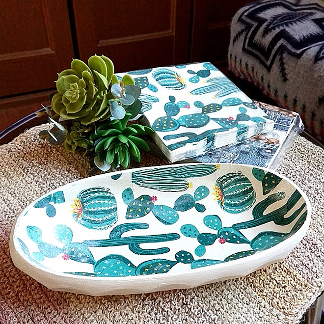 デコパージュ/サボテン柄好き♡/机のインテリア実例 - 2018-05-05 17:41:50