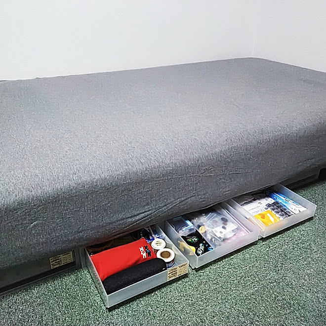 ベッド周り ベット下収納 無印良品 9センチの隙間のインテリア実例 02 23 19 52 51 Roomclip ルームクリップ