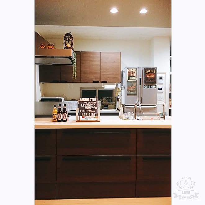 キッチン/ミックススタイル/生活感/下がり天井/ダイソー...など ...