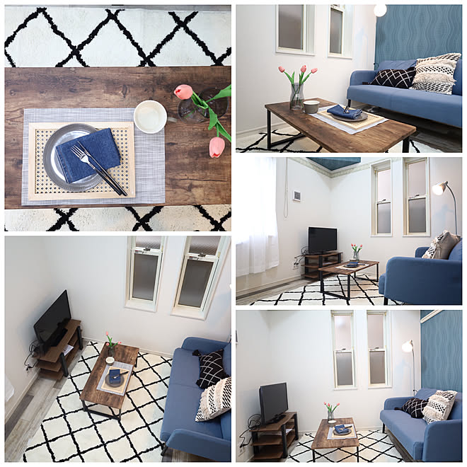 玄関 入り口 青系統一 青系 青いソファ 青い壁紙 などのインテリア実例 21 11 17 11 28 16 Roomclip ルームクリップ