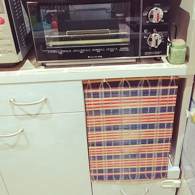 キッチン 炊飯器隠し イタズラ防止 食器棚 すだれ などのインテリア実例 18 08 22 11 13 05 Roomclip ルームクリップ