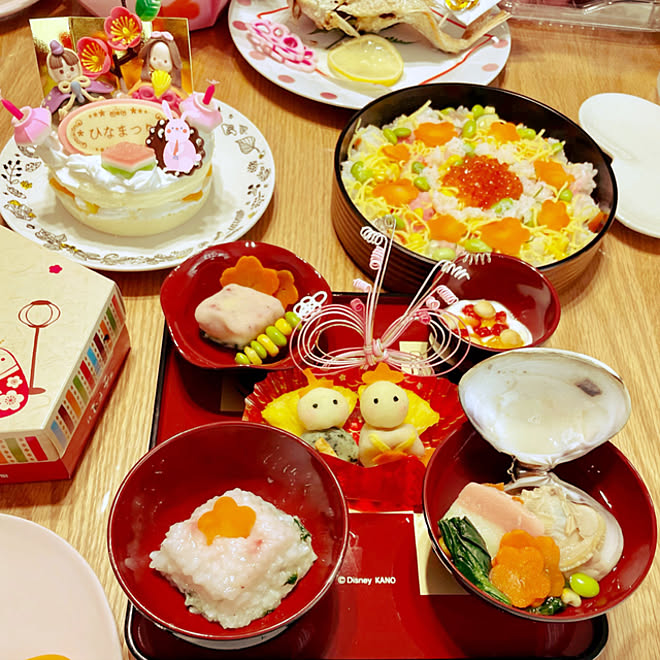 ひな祭りイベント参加 はまぐりのお吸い物 ひな祭り 離乳食プレート 初節句のお祝い 手作りちらし寿司 などのインテリア実例 22 03 07 23 26 07 Roomclip ルームクリップ