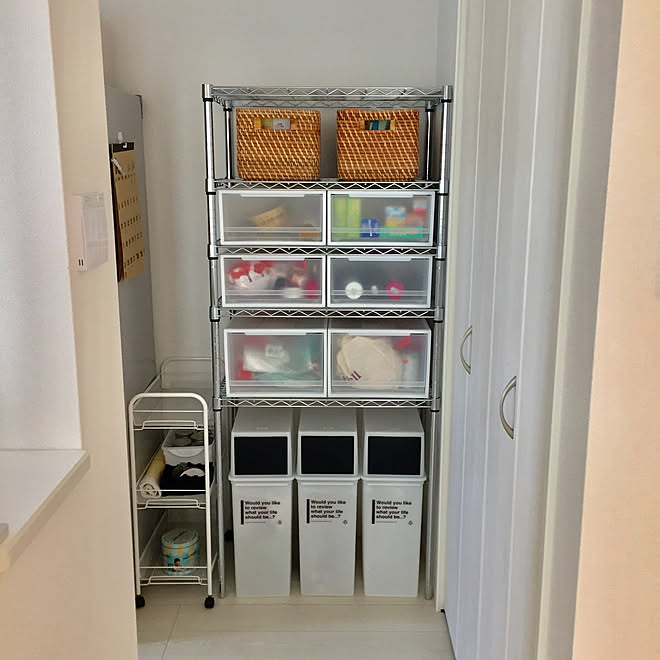 フロントオープンゴミ箱 無印良品 山善さんのスチールラック Ikea ニトリ などのインテリア実例 19 03 25 09 13 14 Roomclip ルームクリップ