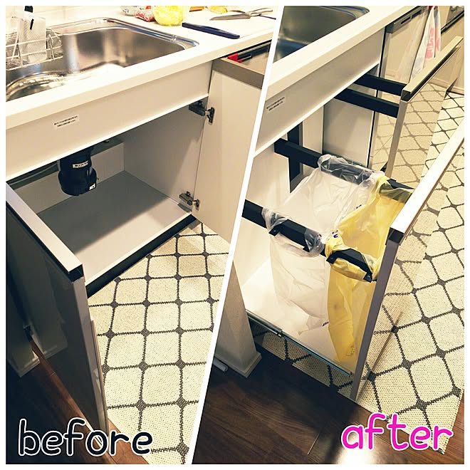 キッチン ゴミ箱 ゴミ分別 ゴミ箱diy キッチン扉改造 などのインテリア実例 17 05 07 16 19 58 Roomclip ルームクリップ