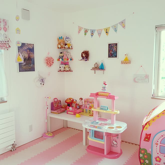 漆喰 ﾌﾟﾘﾝｾｽ 子供部屋女の子 Unibear Disney などのインテリア実例 16 06 07 17 05 44 Roomclip ルームクリップ