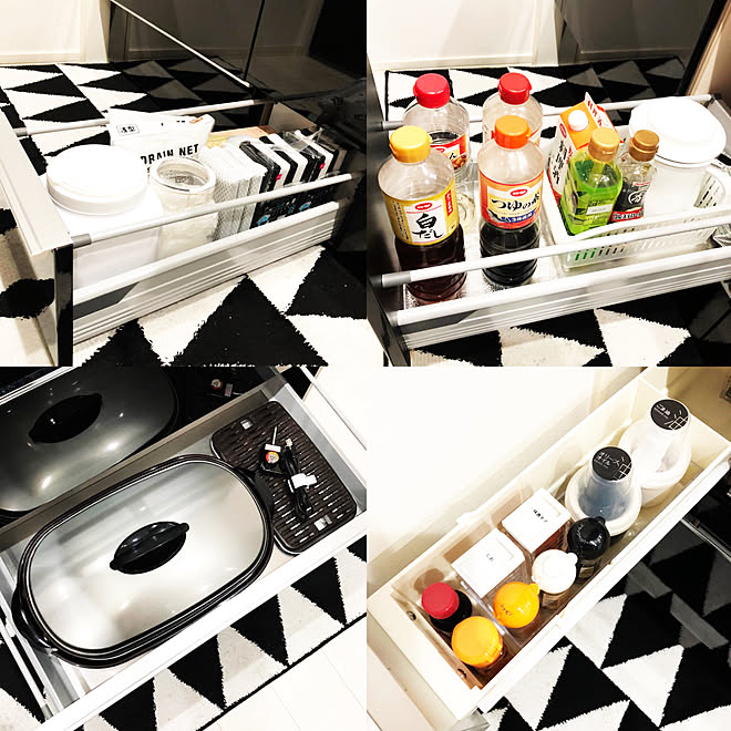 オイルポット コンロ横の引き出し 調味料収納 キッチンスポンジ ホットプレート などのインテリア実例 12 27 19 14 Roomclip ルームクリップ