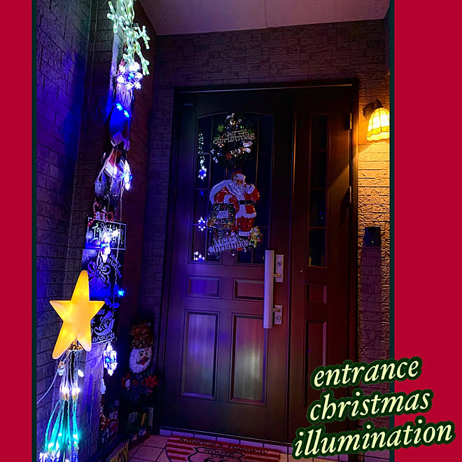 クリスマス 玄関 クリスマス雑貨 クリスマスディスプレイ クリスマスイルミネーション などのインテリア実例 19 12 25 18 49 05 Roomclip ルームクリップ