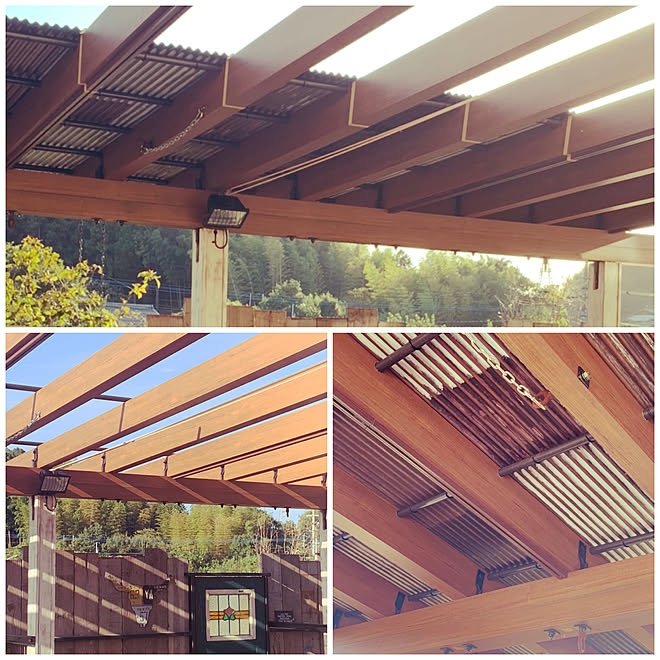 パーゴラ屋根 パーゴラ ウッドデッキ ガルバリウム とたん屋根風 などのインテリア実例 10 05 17 41 18 Roomclip ルームクリップ