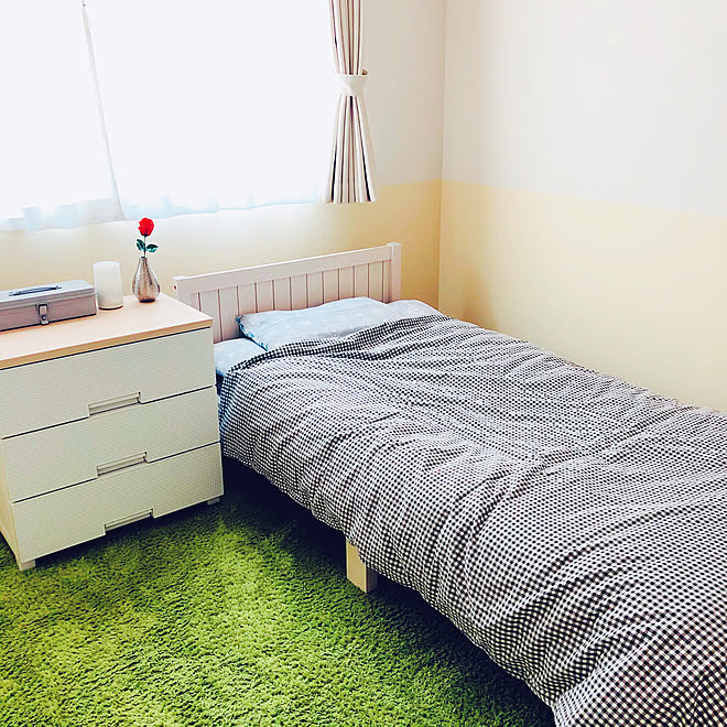 グリーンラグ ベルメゾンラグ ニトリ工具箱 ニトリ整理ダンス ベルメゾンベッド などのインテリア実例 03 23 16 52 27 Roomclip ルームクリップ