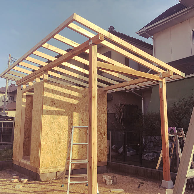 自転車 小屋 屋根 diy