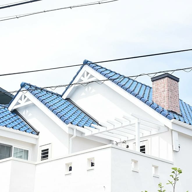 外観 新築一戸建て 漆喰の家 ｓ瓦 青緑瓦 などのインテリア実例 17 07 11 06 41 59 Roomclip ルームクリップ