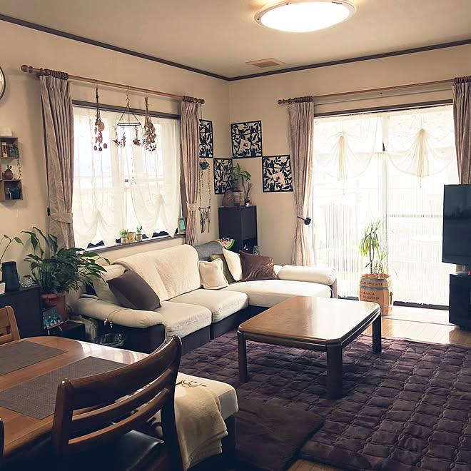 あったかい しまむらのラグ こたつ敷き リビング 冬支度のインテリア実例 10 18 13 14 08 Roomclip ルームクリップ