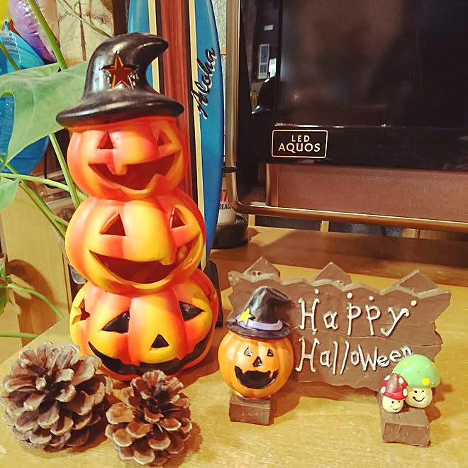 リビング ハロウィン テレビボード サーフボード ハワイアンインテリア などのインテリア実例 18 09 12 22 53 41 Roomclip ルームクリップ