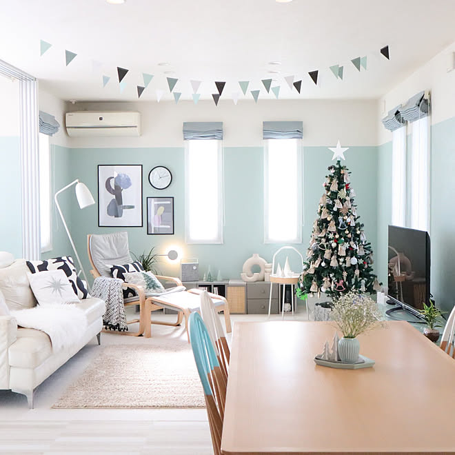 部屋全体 クリスマス スモーキーパステル パステルカラーインテリア クリスマスツリー などのインテリア実例 21 12 42 43 Roomclip ルームクリップ