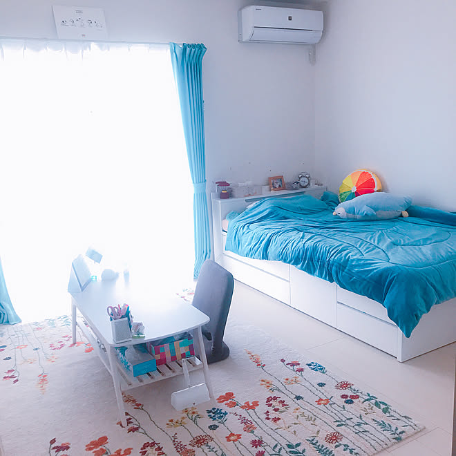 花柄ラグ 白 1k 水色 東向き などのインテリア実例 19 06 21 09 42 27 Roomclip ルームクリップ