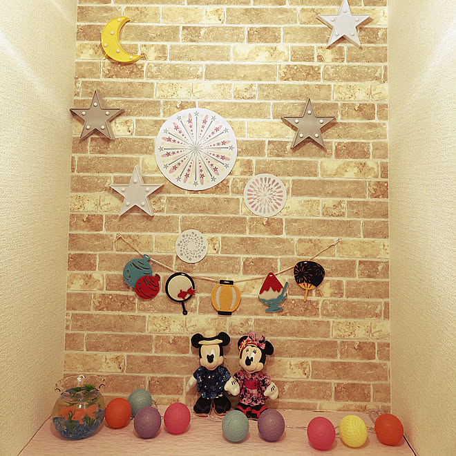 Awesomestoreガーランド サマーディスプレイ ミッキー ミニー 玄関 ディズニールーム などのインテリア実例 19 08 06 08 41 Roomclip ルームクリップ