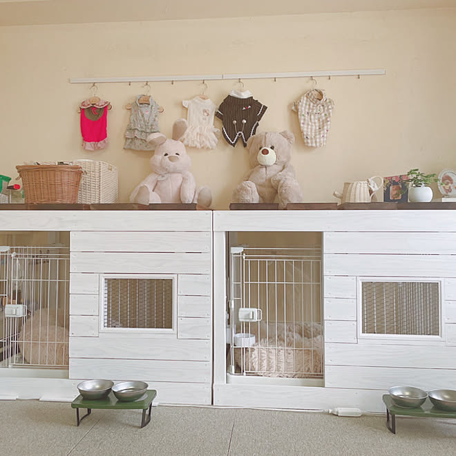 犬のケージカバー 犬ケージdiy Diy ホワイトインテリア リビングのインテリア実例 22 05 09 21 41 26 Roomclip ルームクリップ