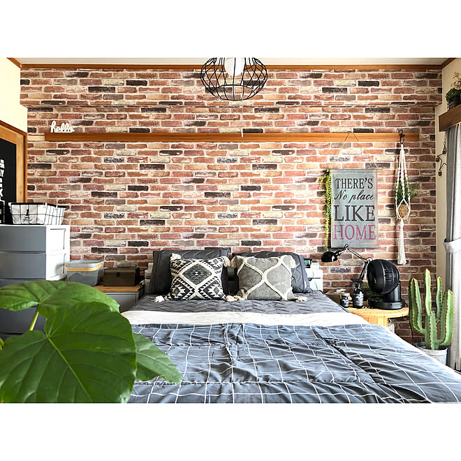 和室を洋室に 寝室 Restaの壁紙 レンガ壁紙 ニトリ などのインテリア実例 07 28 09 04 41 Roomclip ルームクリップ