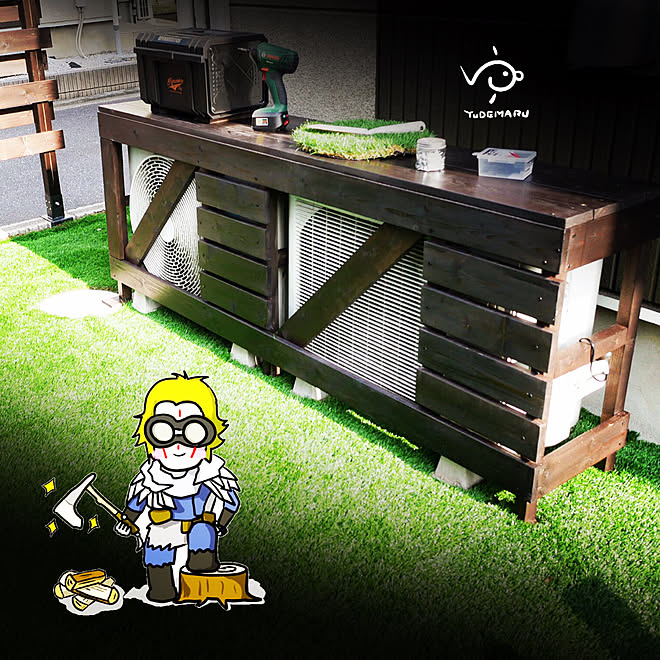 エアコン隠し 室外機カバーdiy Diy 男前 Spf材 などのインテリア実例 08 10 10 29 09 Roomclip ルームクリップ