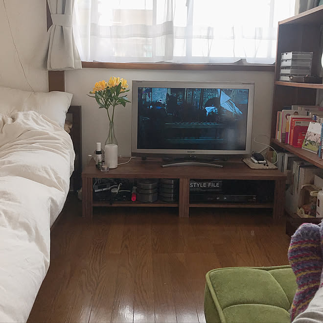 テレビボード 一人暮らしインテリア 昭和のお家 大人のひとり暮らし 一人暮らし 1dk などのインテリア実例 04 19 13 04 39 Roomclip ルームクリップ