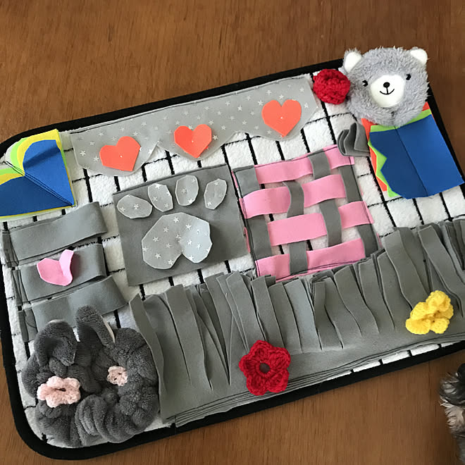 手づくり ワンコと暮らす ミニチュアシュナウザー 犬の知恵玩具 ノーズワークマット手作り などのインテリア実例 02 01 13 36 11 Roomclip ルームクリップ