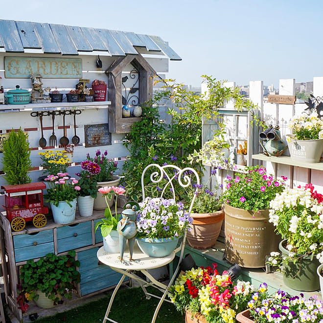 テラス ベランダガーデニング ベランダガーデン ガーデン雑貨 人工芝 などのインテリア実例 21 04 03 14 32 12 Roomclip ルームクリップ