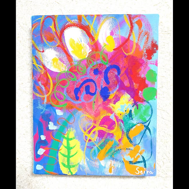 カラフル抽象画 現代アート 絵 アート 花 などのインテリア実例 21 12 11 17 23 17 Roomclip ルームクリップ