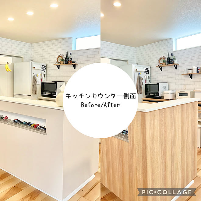 カウンターキッチン シンプル 壁紙diyショップ リメイクシート木目調 ナチュラル などのインテリア実例 22 07 19 12 45 40 Roomclip ルームクリップ