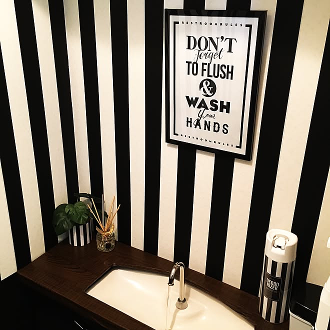 バス トイレ しましま Mt Casa 白黒 マスキングテープ などのインテリア実例 16 12 19 09 47 43 Roomclip ルームクリップ