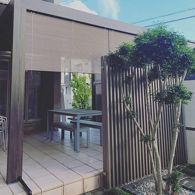 テラス屋根 テラスガーデン タイルデッキ ガーデンリビング アウトドアリビング などのインテリア実例 10 24 13 11 18 Roomclip ルームクリップ