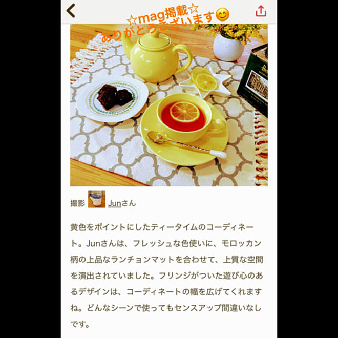 Mag掲載ありがとうございます レモンティー フランフラン食器 ダイソーのランチョンマット 犬と暮らす家 などのインテリア実例 21 08 13 16 24 Roomclip ルームクリップ