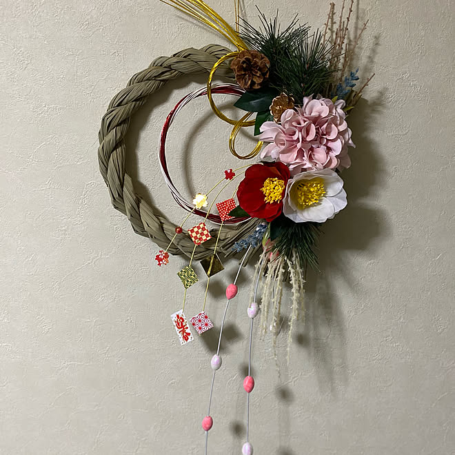 しめ縄リース手作り しめ縄飾りハンドメイド しめ縄飾り しめ縄 年末年始の準備始めました などのインテリア実例 21 12 15 22 30 55 Roomclip ルームクリップ