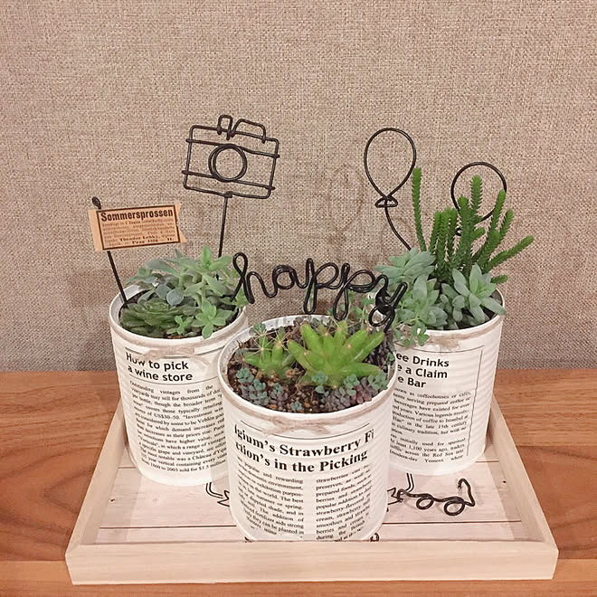 ガーデンピック ワイヤークラフト ターナーミルクペイント Daiso 英字クッキングシート リメ缶 などのインテリア実例 01 31 07 16 16 Roomclip ルームクリップ