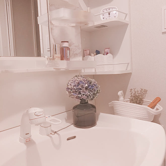 清潔感重視 賃貸でも楽しく 花瓶 洗面所収納 洗面台周り などのインテリア実例 21 06 13 16 12 53 Roomclip ルームクリップ