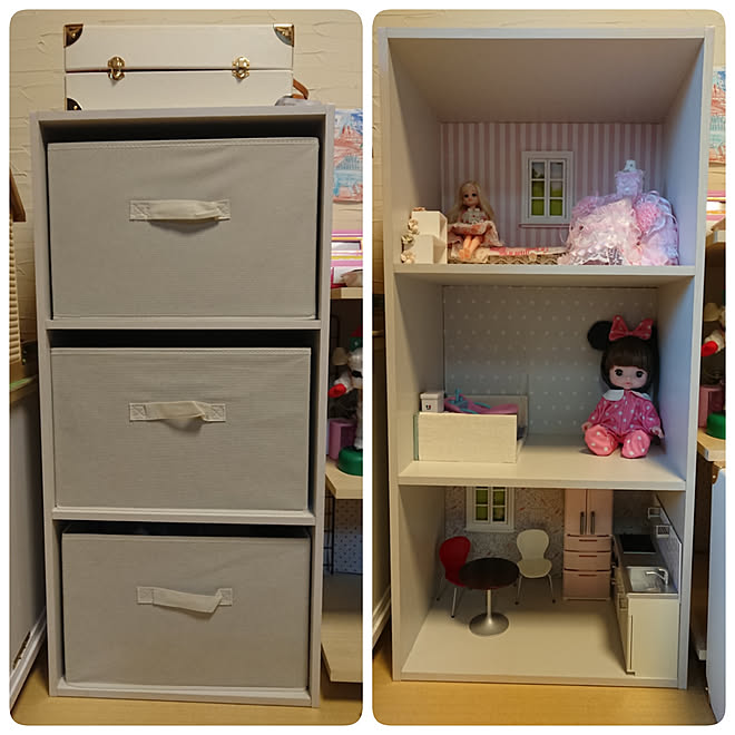 部屋全体 カラーボックス リカちゃん カラーボックス Diy ままごと などのインテリア実例 01 04 17 02 24 Roomclip ルームクリップ