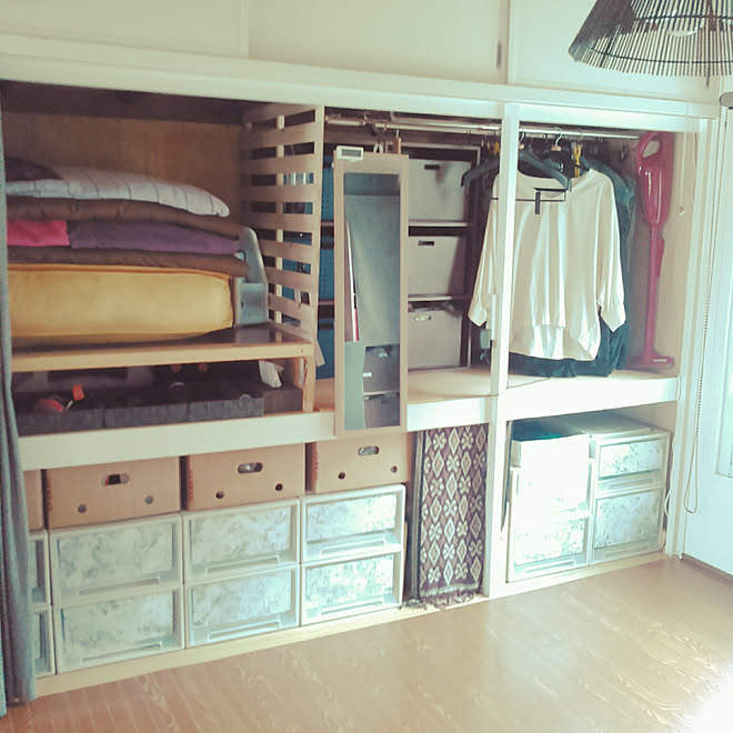 部屋全体 団地 押し入れ収納 衣替え不要 衣装ケース などのインテリア実例 18 07 16 13 30 15 Roomclip ルームクリップ