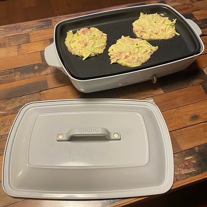 ホットプレート料理 ホットプレート 5人家族 限定色 Brunoホットプレート などのインテリア実例 03 10 15 59 Roomclip ルームクリップ