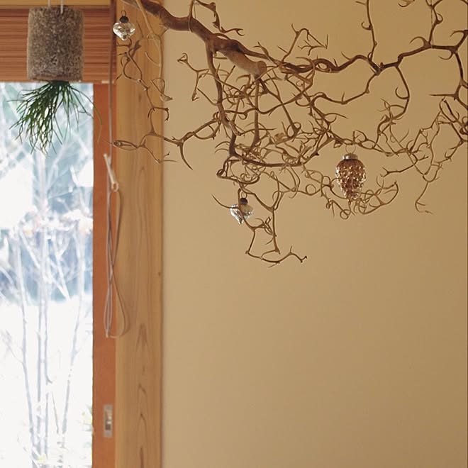 ベッド周り クリスマスディスプレイ ガラスオーナメント 吊るすの大好き 枝もの などのインテリア実例 16 12 09 12 57 02 Roomclip ルームクリップ