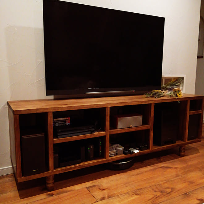 リビング Diy Avボード ブライワックスチューダーオーク 自作家具 などのインテリア実例 19 02 09 21 12 18 Roomclip ルームクリップ