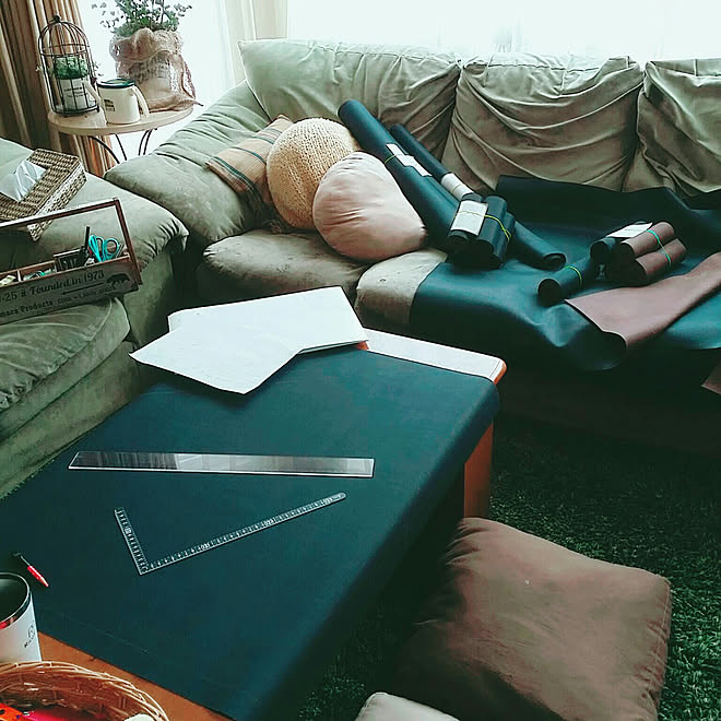 リビング レザーソファー Diy ソファーリメイク ソファー張り替えのインテリア実例 17 12 14 11 16 49 Roomclip ルームクリップ