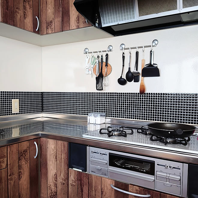 キッチン 賃貸 賃貸でも楽しく リメイク リメイクシート などのインテリア実例 22 11 17 12 16 43 Roomclip ルームクリップ