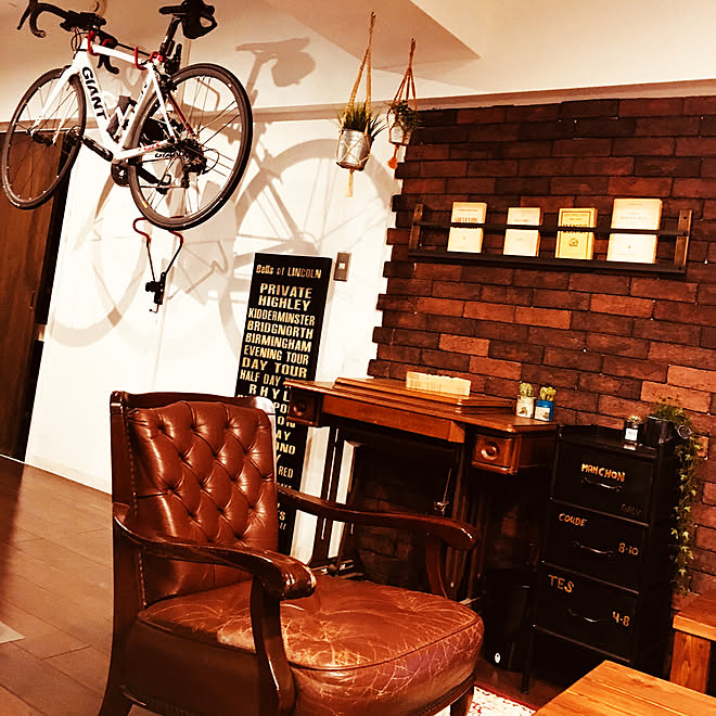 部屋全体 自転車オブジェ ブルックリン風 ブルックリン カフェ風 などのインテリア実例 18 03 15 01 04 18 Roomclip ルームクリップ