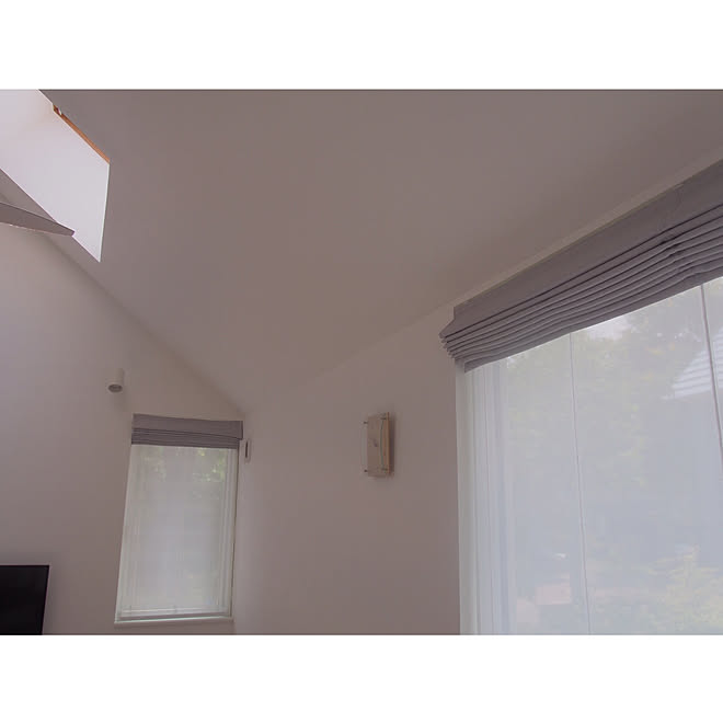リビング 三角屋根 ダブルシェード 天窓 シェードカーテン などのインテリア実例 17 09 22 23 55 33 Roomclip ルームクリップ