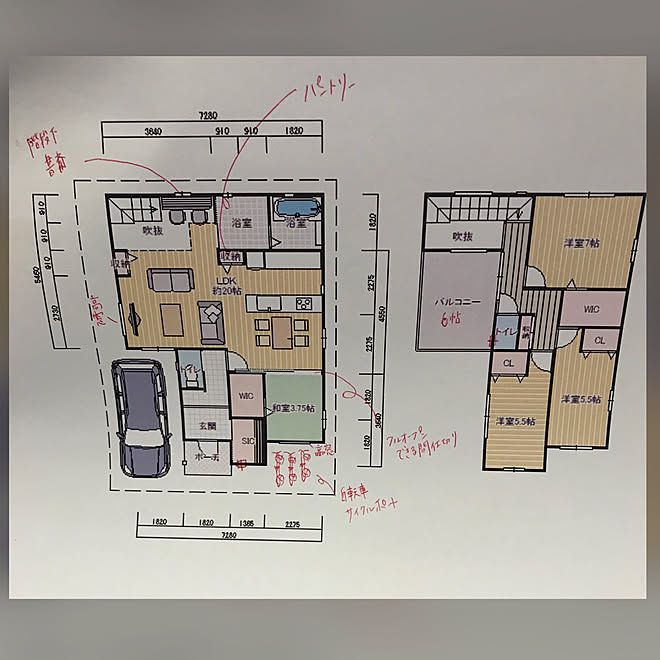 部屋全体 4ldk 二階建て 間取り図 新築マイホーム などのインテリア実例 17 11 19 21 39 46 Roomclip ルームクリップ