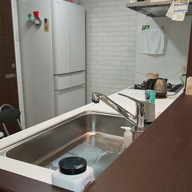 キッチン いいね フォロー本当に感謝です 大型冷蔵庫 対面キッチンカウンター シンプルナチュラル などのインテリア実例 02 03 15 30 24 Roomclip ルームクリップ