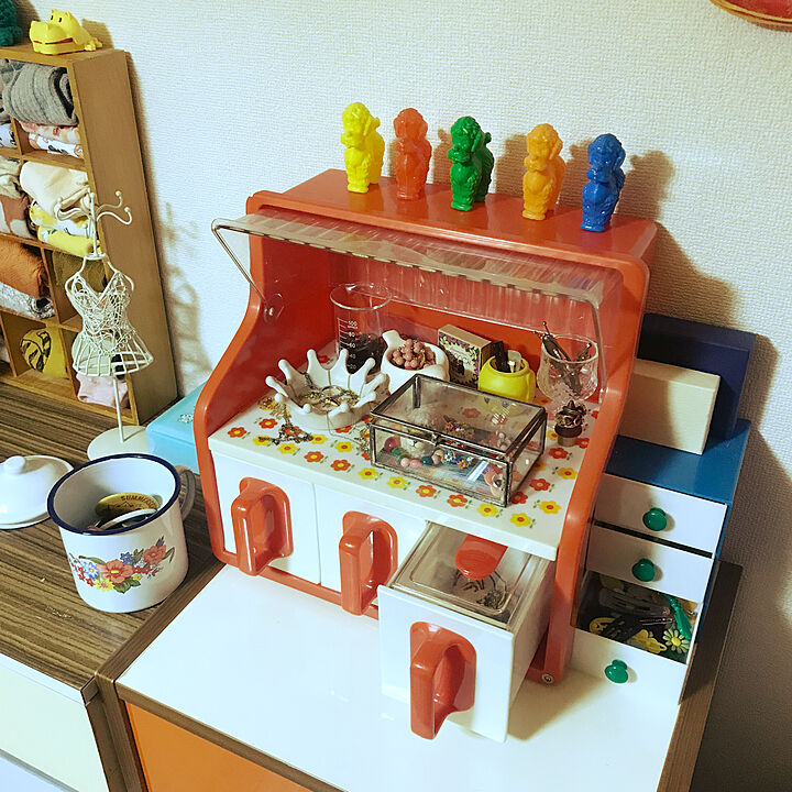 レトロ ポップ カントリー 昭和 クマ 収納 飾り棚 おもちゃケース ラック