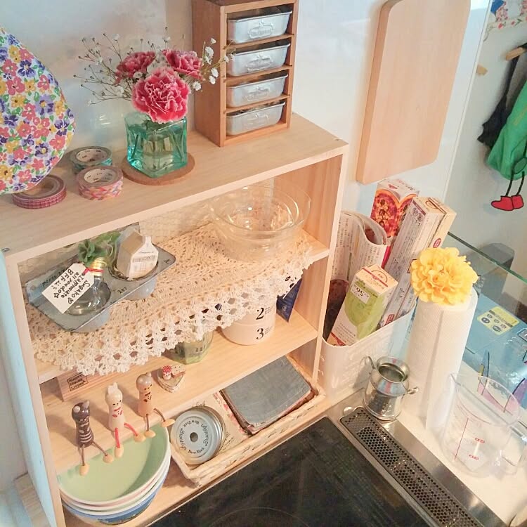 棚/手作り棚/キッチン 棚/DIYの棚/コンロ横のインテリア実例 20150306 094236 ｜ RoomClip（ルームクリップ）
